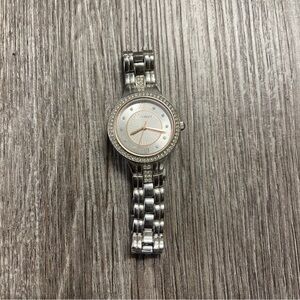 SOLD Ellen Tracy Womens Watch Classic Silver Tone Rhinestone Accent 7.25 inches
